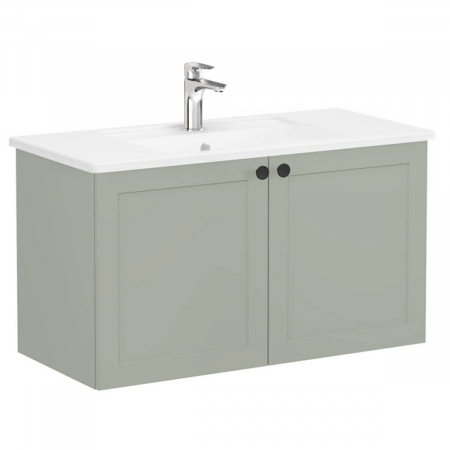 Mobilier de baie - Unitate de baza lavoar baie, cu usi 100cm, mat retro green, cu angular lavoar / chiuveta baie | 68735