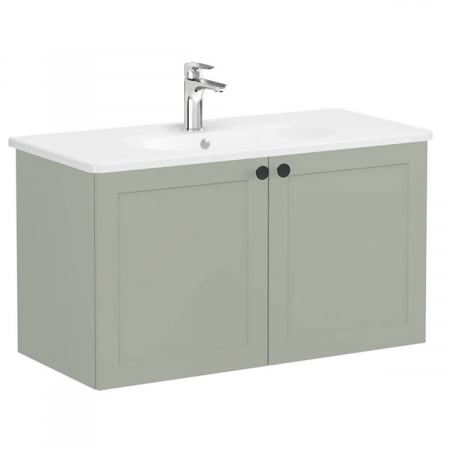 Mobilier de baie - Unitate de baza lavoar baie, cu usi 100cm, mat retro green, cu rounded lavoar / chiuveta baie | 68742
