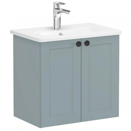 Mobilier de baie - Unitate de baza lavoar baie, cu usi 60cm compact, mat fijord green, cu rounded lavoar / chiuveta baie | 68641