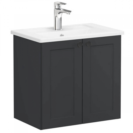 Mobilier de baie - Unitate de baza lavoar baie, cu usi 60cm compact, mat graphite, cu angular lavoar / chiuveta baie | 68635
