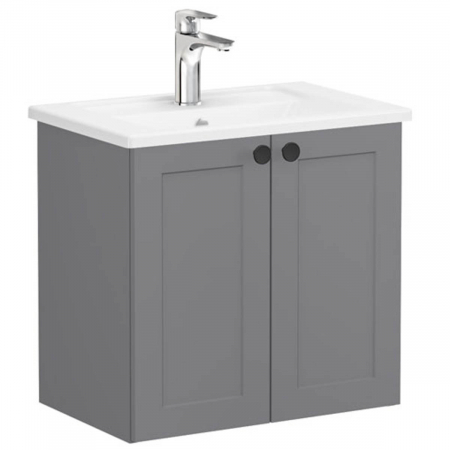 Mobilier de baie - Unitate de baza lavoar baie, cu usi 60cm compact, mat grey, cu angular lavoar / chiuveta baie | 68633