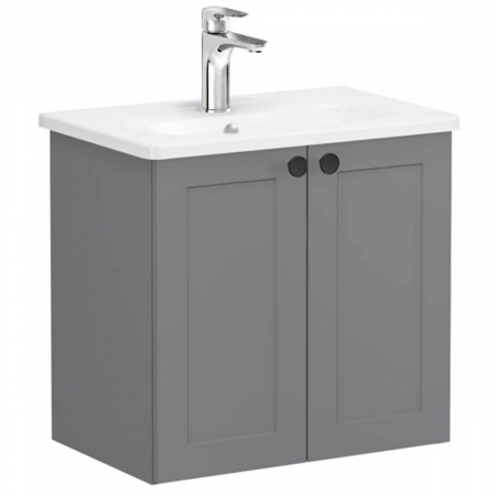 Mobilier de baie - Unitate de baza lavoar baie, cu usi 60cm compact, mat grey, cu rounded lavoar / chiuveta baie | 68640