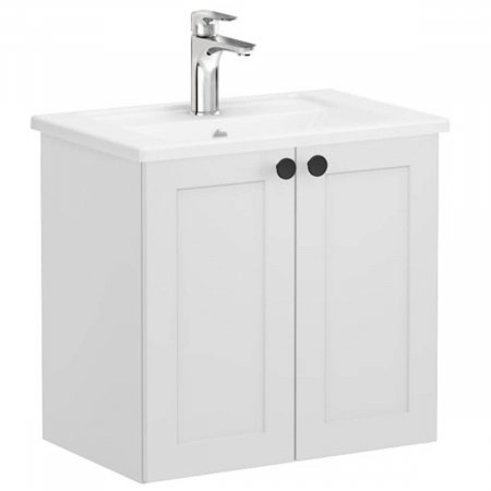 Mobilier de baie - Unitate de baza lavoar baie, cu usi 60cm compact, mat gri deschis, cu angular lavoar / chiuveta baie | 68632