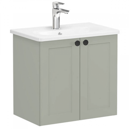 Mobilier de baie - Unitate de baza lavoar baie, cu usi 60cm compact, mat retro green, cu rounded lavoar / chiuveta baie | 68644