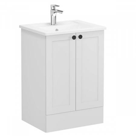 Unitate de baza lavoar baie, cu usi 60cm pe pardoseala, mat gri deschis, cu angular lavoar / chiuveta baie | 68751 [0]