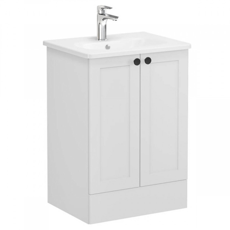 Unitate de baza lavoar baie, cu usi 60cm pe pardoseala, mat gri deschis, cu rounded lavoar / chiuveta baie | 68758 [0]