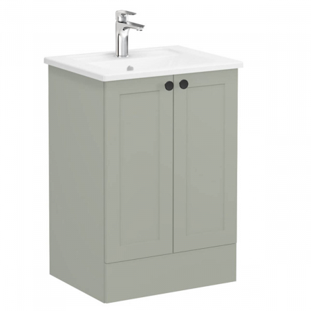 Mobilier de baie - Unitate de baza lavoar baie, cu usi 60cm pe pardoseala, mat retro green, cu angular lavoar / chiuveta baie | 68756