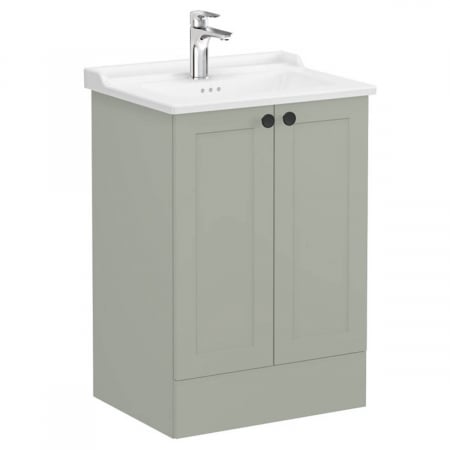 Mobilier de baie - Unitate de baza lavoar baie, cu usi 60cm pe pardoseala, mat retro green, cu classical lavoar / chiuveta baie | 68770