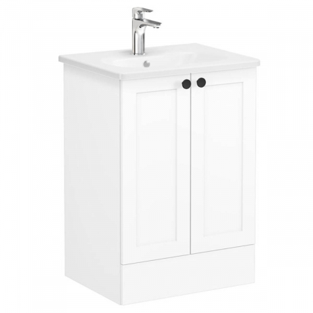 Unitate de baza lavoar baie, cu usi 60cm pe pardoseala, alb mat, cu rounded lavoar / chiuveta baie | 68757 [0]