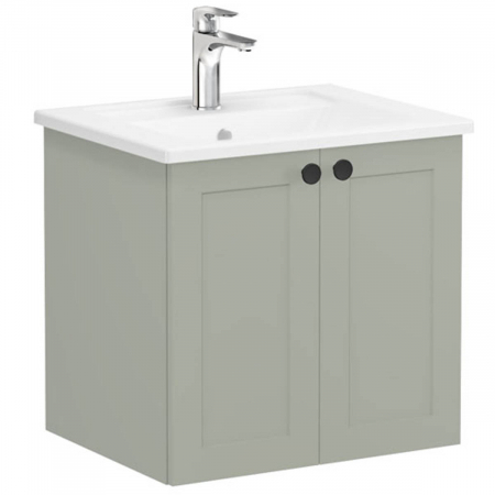Mobilier de baie - Unitate de baza lavoar baie, cu usi 60cm mat retro green, cu angular lavoar / chiuveta baie | 68693