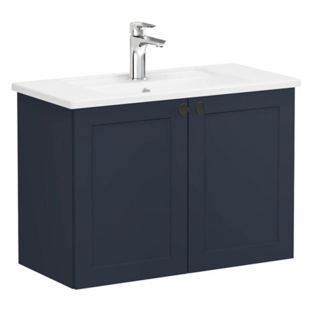 Unitate de baza lavoar baie, cu usi 80cm, compact, mat dark albastru, cu angular lavoar / chiuveta baie | 68650 [0]