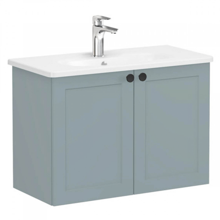 Unitati lavoar - Unitate de baza lavoar baie, cu usi 80cm, compact, mat fijord green, cu rounded lavoar / chiuveta baie | 68655