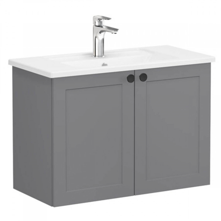 Mobilier de baie - Unitate de baza lavoar baie, cu usi 80cm, compact, mat grey, cu angular lavoar / chiuveta baie | 68647