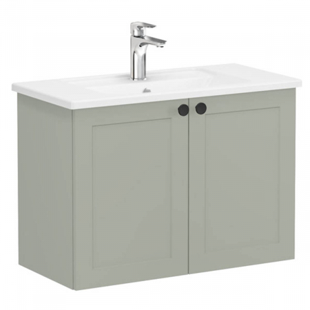 Mobilier de baie - Unitate de baza lavoar baie, cu usi 80cm, compact, mat retro green, cu angular lavoar / chiuveta baie | 68651