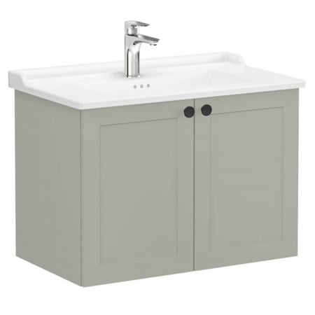 Mobilier de baie - Unitate de baza lavoar baie, cu usi 80cm, mat retro green, cu classical lavoar / chiuveta baie | 68728