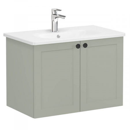 Mobilier de baie - Unitate de baza lavoar baie, cu usi 80cm, mat retro green, cu rounded lavoar / chiuveta baie | 68721