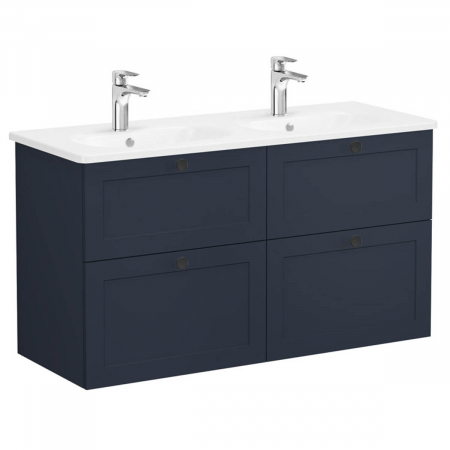 Mobilier de baie - Unitate de baza lavoar baie, cu patru sertare 120 cm, mat dark albastru, cu rounded lavoar / chiuveta baie | 68951