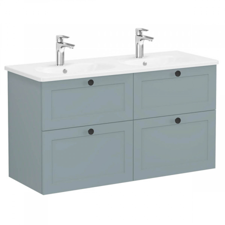 Mobilier de baie - Unitate de baza lavoar baie, cu patru sertare 120 cm, mat fijord green, cu rounded lavoar / chiuveta baie | 68949