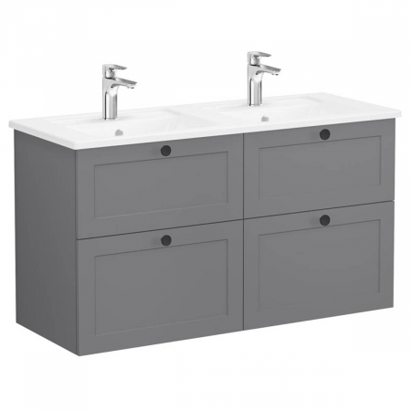 Mobilier de baie - Unitate de baza lavoar baie, cu patru sertare 120 cm, mat grey, cu angular lavoar / chiuveta baie | 68941