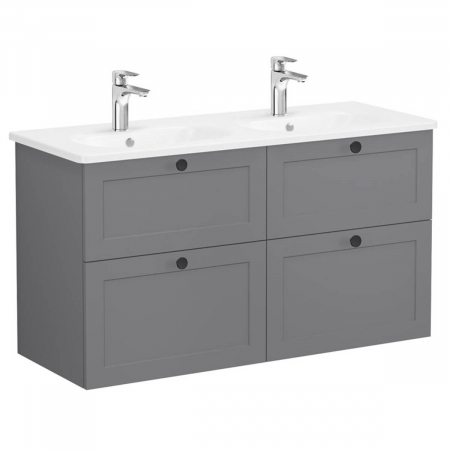 Mobilier de baie - Unitate de baza lavoar baie, cu patru sertare 120 cm, mat grey, cu rounded lavoar / chiuveta baie | 68948