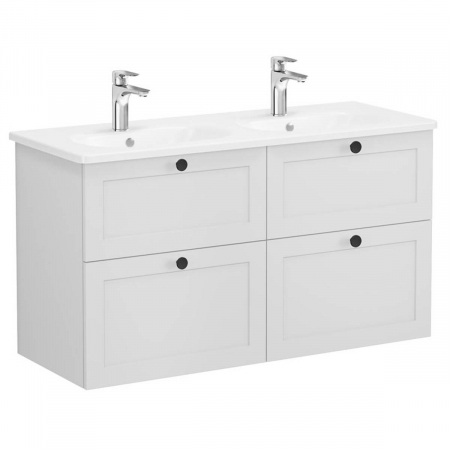 Mobilier de baie - Unitate de baza lavoar baie, cu patru sertare 120 cm, mat gri deschis, cu rounded lavoar / chiuveta baie | 68947