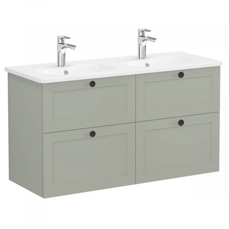 Mobilier de baie - Unitate de baza lavoar baie, cu patru sertare 120 cm, mat retro green, cu rounded lavoar / chiuveta baie | 68952