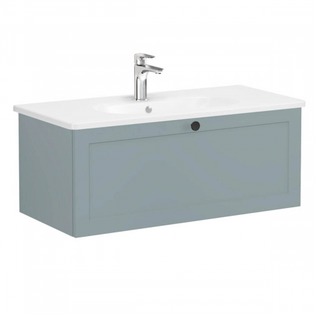 Unitate de baza lavoar baie, cu un sertar 100cm, mat fijord green, cu rounded lavoar / chiuveta baie | 68823 [0]