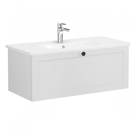 Unitate de baza lavoar baie, cu un sertar 100cm, mat gri deschis, cu rounded lavoar / chiuveta baie | 68821 [0]