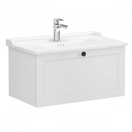 Unitate de baza lavoar baie, cu un sertar 80cm, mat gri deschis, cu classical lavoar / chiuveta baie | 68807 [0]