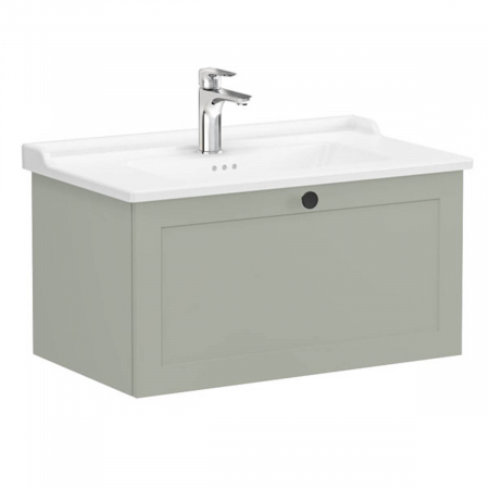 Unitate de baza lavoar baie, cu un sertar 80cm, mat retro green, cu classical lavoar / chiuveta baie | 68812 [0]