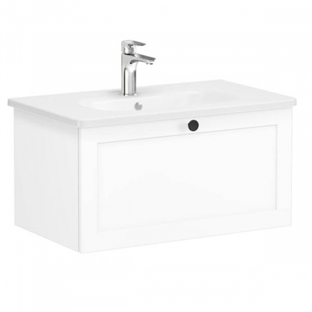 Unitate de baza lavoar baie, cu un sertar 80cm, alb mat, cu rounded lavoar / chiuveta baie | 68799 [0]