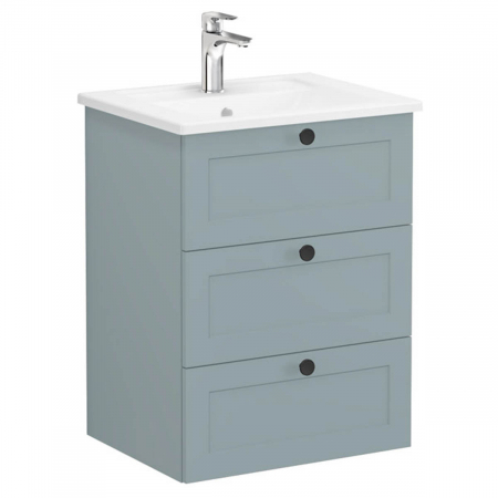 Unitate de baza lavoar baie, cu trei sertare 60cm mat fijord green, cu angular lavoar / chiuveta baie | 68900 [0]