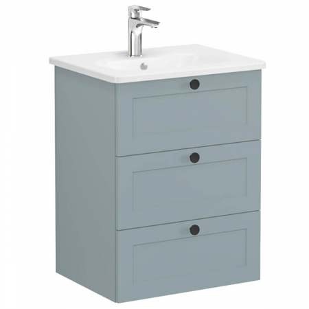 Unitate de baza lavoar baie, cu trei sertare 60cm mat fijord green, cu rounded lavoar / chiuveta baie | 68907 [0]