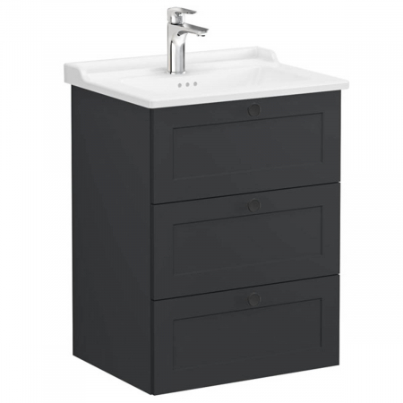 Unitate de baza lavoar baie, cu trei sertare 60cm mat graphite, cu classical lavoar / chiuveta baie | 68915 [0]