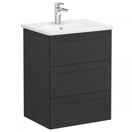 Unitate de baza lavoar baie, cu trei sertare 60cm mat graphite, cu rounded lavoar / chiuveta baie | 68908 [0]