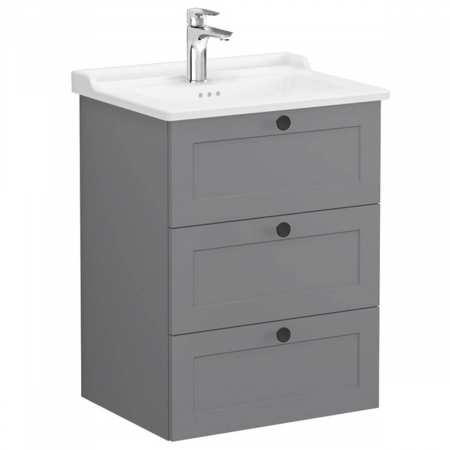Unitate de baza lavoar baie, cu trei sertare 60cm mat grey, cu classical lavoar / chiuveta baie | 68913 [0]