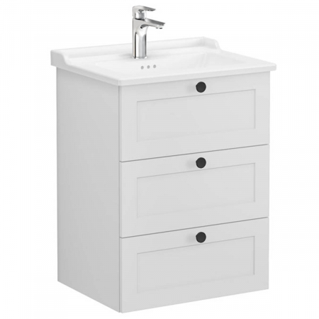 Unitate de baza lavoar baie, cu trei sertare 60cm mat gri deschis, cu classical lavoar / chiuveta baie | 68912 [0]