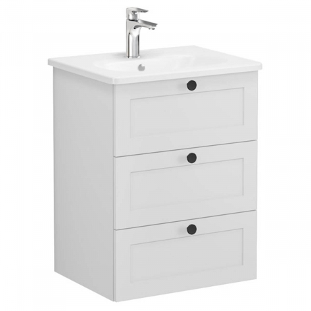 Unitate de baza lavoar baie, cu trei sertare 60cm mat gri deschis, cu rounded lavoar / chiuveta baie | 68905 [0]