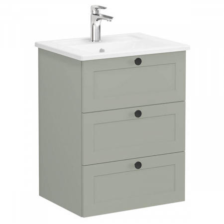 Unitate de baza lavoar baie, cu trei sertare 60cm mat retro green, cu angular lavoar / chiuveta baie | 68903 [0]