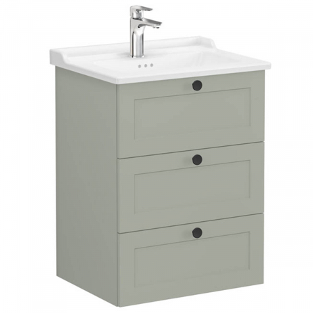 Unitate de baza lavoar baie, cu trei sertare 60cm mat retro green, cu classical lavoar / chiuveta baie | 68917 [0]