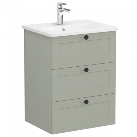 Unitate de baza lavoar baie, cu trei sertare 60cm mat retro green, cu rounded lavoar / chiuveta baie | 68910 [0]