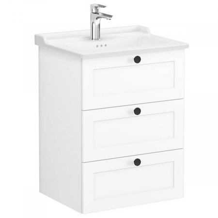 Unitate de baza lavoar baie, cu trei sertare 60cm alb mat, cu classical lavoar / chiuveta baie | 68911 [0]