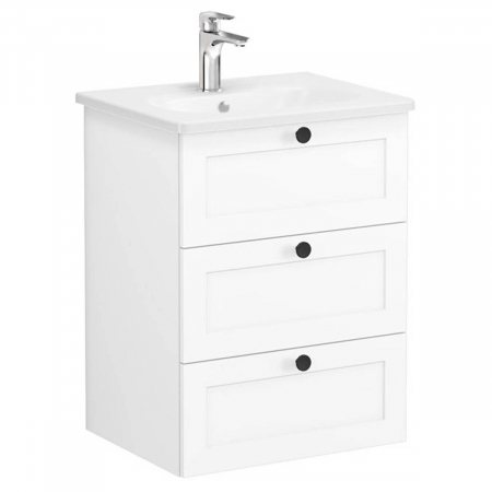 Unitate de baza lavoar baie, cu trei sertare 60cm alb mat, cu rounded lavoar / chiuveta baie | 68904 [0]