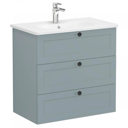 Unitate de baza lavoar baie, cu trei sertare 80cm, mat fijord green, cu rounded lavoar / chiuveta baie | 68928 [0]