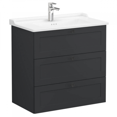 Unitate de baza lavoar baie, cu trei sertare 80cm, mat graphite, cu classical lavoar / chiuveta baie | 68936 [0]