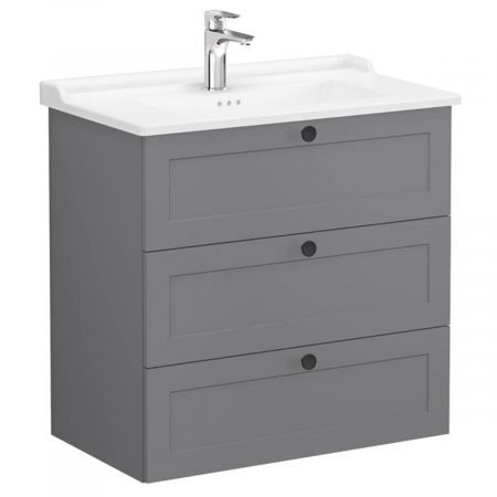 Unitate de baza lavoar baie, cu trei sertare 80cm, mat grey, cu classical lavoar / chiuveta baie | 68934 [0]