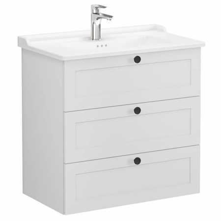 Unitate de baza lavoar baie, cu trei sertare 80cm, mat gri deschis, cu classical lavoar / chiuveta baie | 68933 [0]