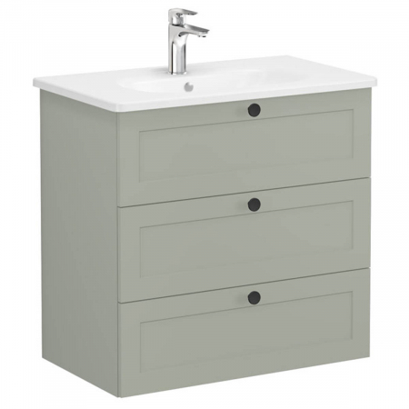 Unitate de baza lavoar baie, cu trei sertare 80cm, mat retro green, cu rounded lavoar / chiuveta baie | 68931 [0]