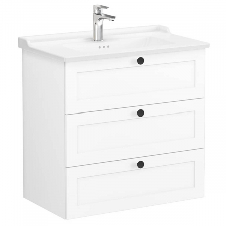 Unitate de baza lavoar baie, cu trei sertare 80cm, alb mat, cu classical lavoar / chiuveta baie | 68932 [0]