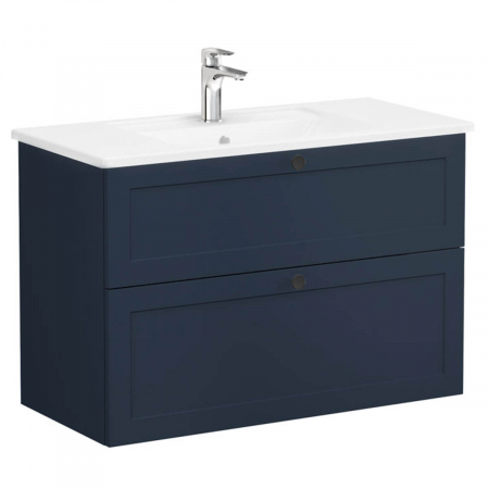 Unitate de baza lavoar baie, cu doua sertare 100cm, mat dark albastru, cu angular lavoar / chiuveta baie | 68881 [0]